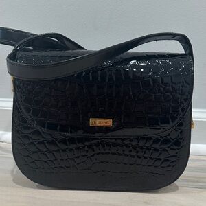 Black Crocodile Pattern Women's Bag